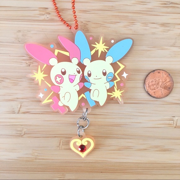 Pokemon Accessories - Rare pokemon plusle minon rubber keychain